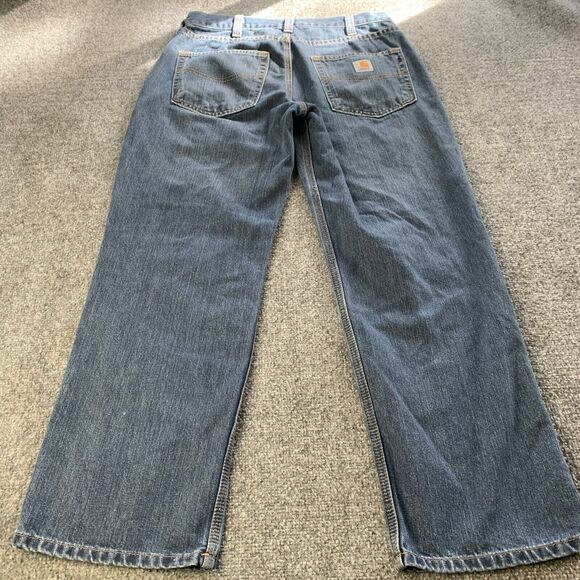 Carhartt Mens Relaxed Fit Blue Jeans Straight Med Wash Size 32 x 28 - Picture 2 of 14